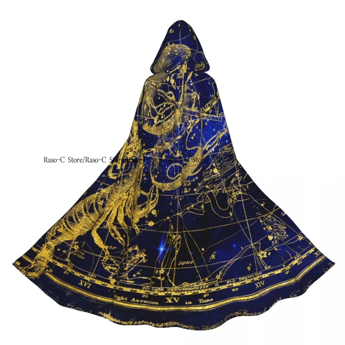Unisex Adult Mystic Tarot Astrologie Golden Scorpion Cloak with Hood Long Witch Costume Cosplay