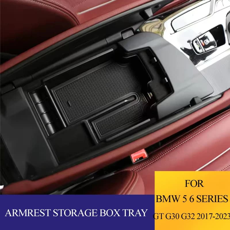 Scatola di immagazzinaggio del bracciolo dell'auto per BMW Serie 5 6 GT G30 G32 2017-2023 Vassoio organizzatore di controllo centrale Accessori interni ABS