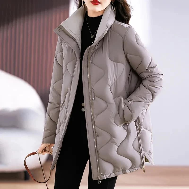 Mid length Loose Thick Korean Standing Collar Parkas Female Warm Windproof Outerwear Women's Autumn Winter Down Cotton Jacket