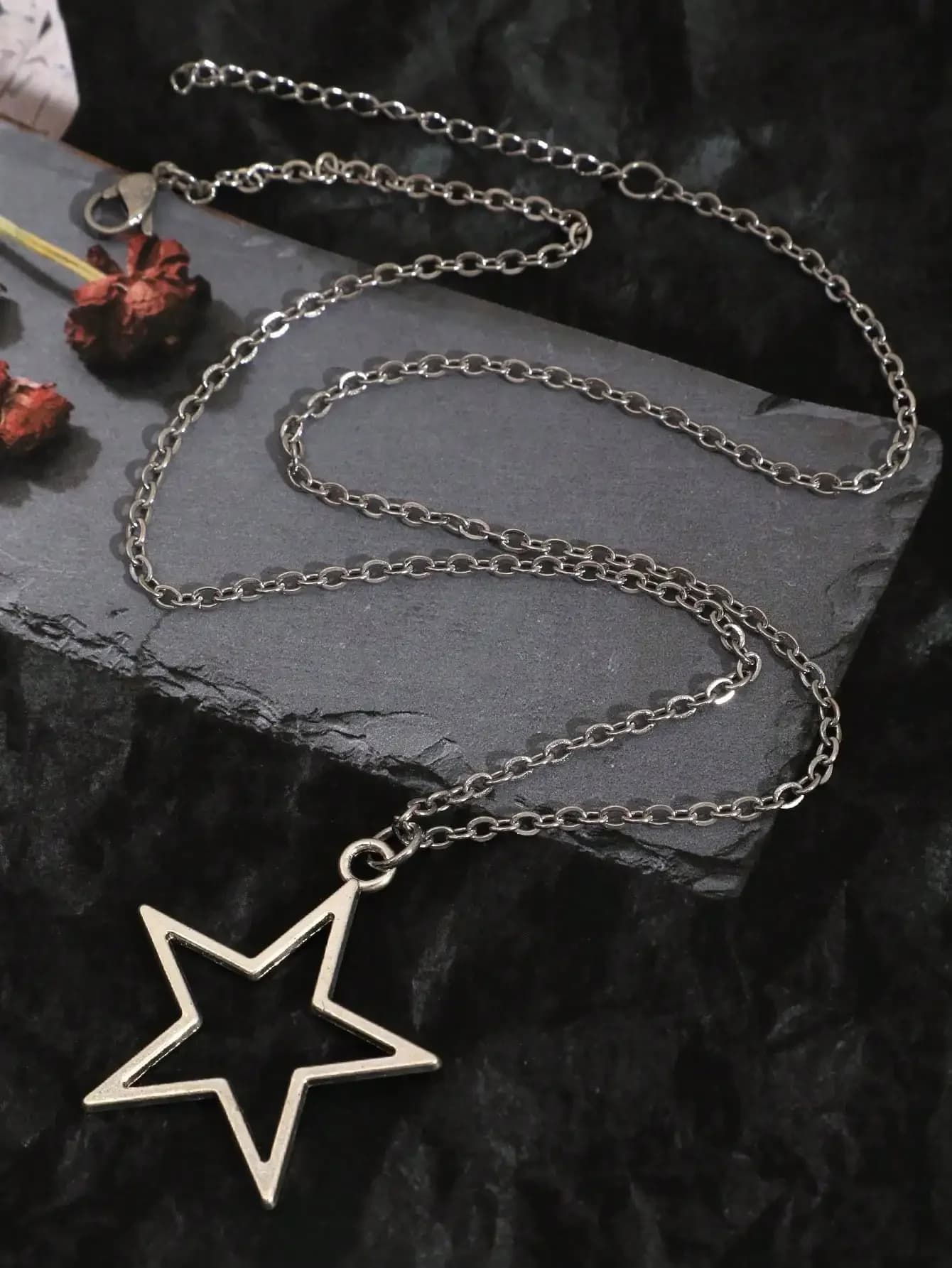 Collana con pendente a forma di stella in acciaio inossidabile, stile gotico punk minimalista per adulti