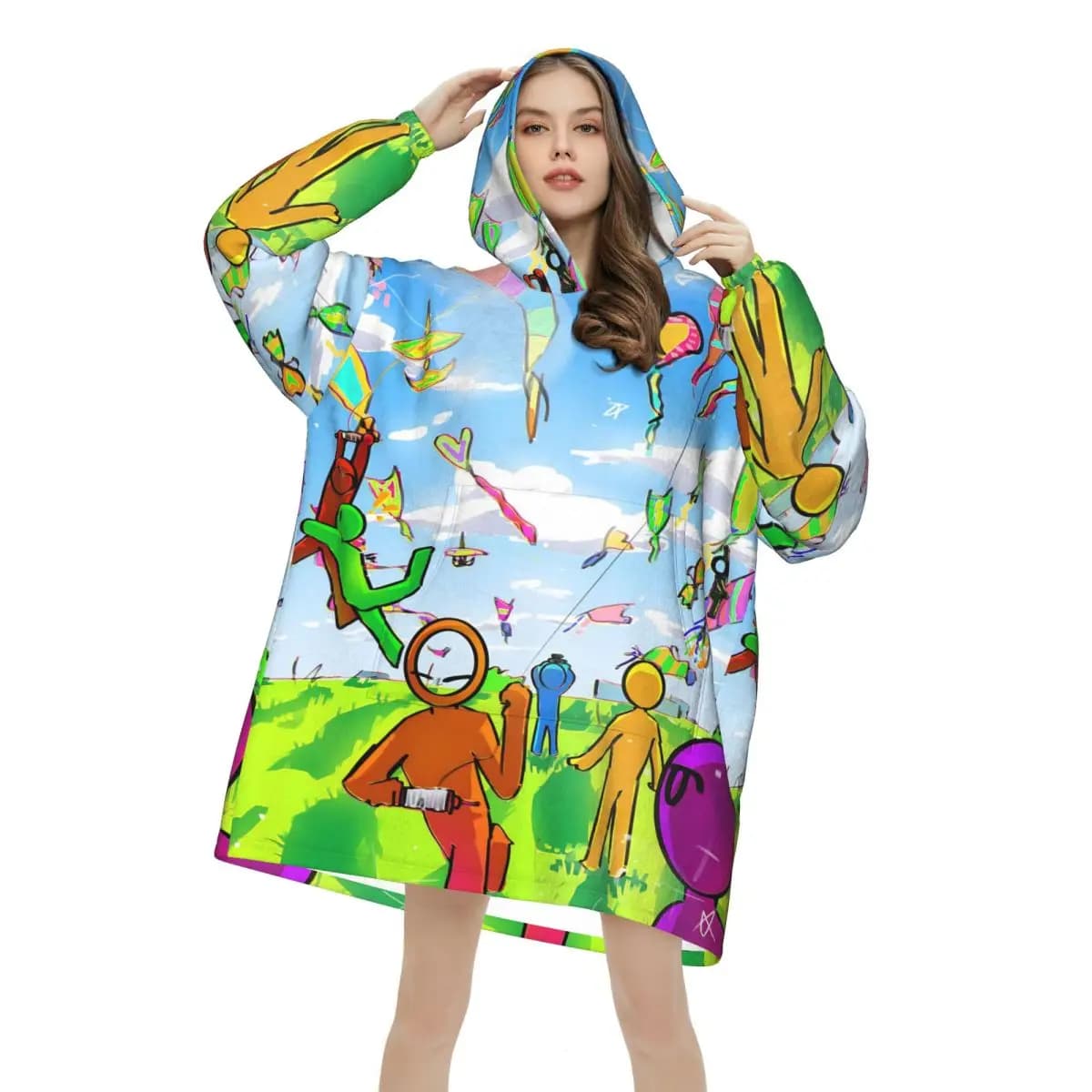 Alan Becker Blanket Hoodie Wearable Blanket Large with Pocket Warm Sleeping Bag Soft Cozy Onesie