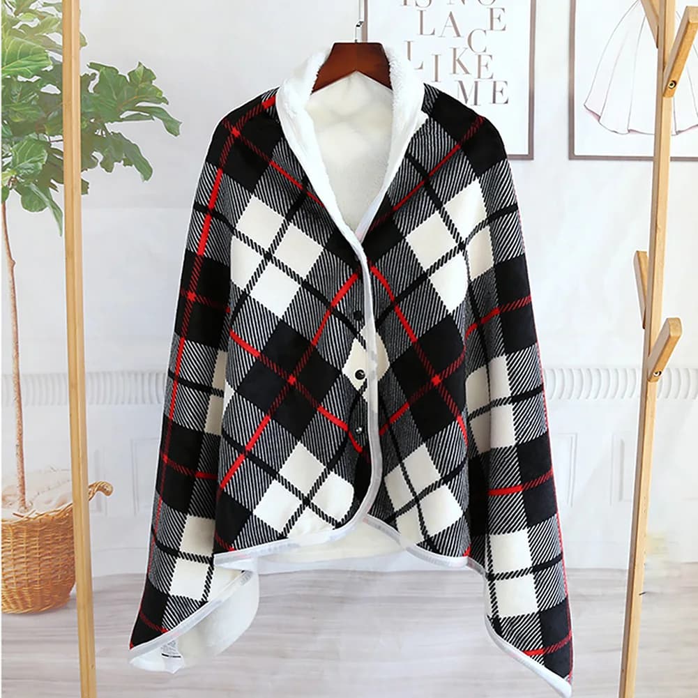5V Indossabile Riscaldamento Coperta Elettrica Scialle 3 Livello Riscaldato Coperta da lancio Ricarica USB Velluto Corallo 8 Aree Riscaldate Riscaldamento Veloce