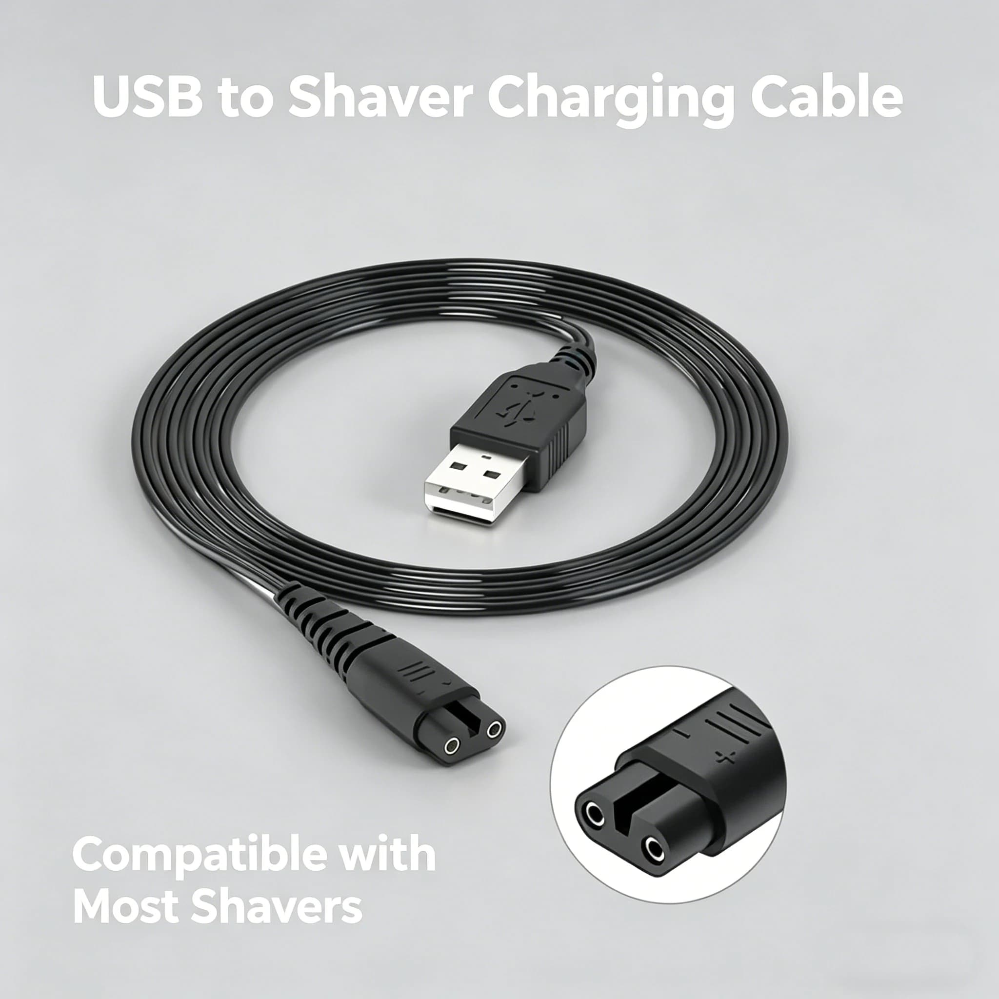 Cavo di ricarica USB 5V, cavo di alimentazione sostitutivo, compatibile con il tagliacapelli/regolabarba da uomo Hatteker RFC-598 RSCX-7568