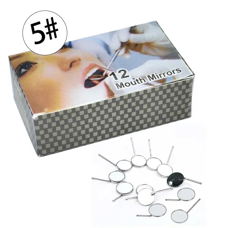Stainless Steel Dental Mirror with Handle, Various Measures, Dental Care Tools and Tooth Whitening