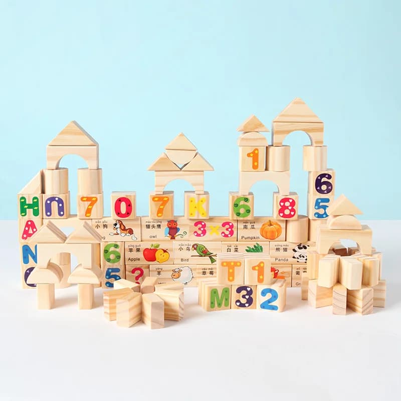 Blocchi puzzle fai-da-te in legno per ragazzi e ragazze Blocchi impilabili Montessori Giocattoli creativi educativi colorati Pensiero dell'illuminazione