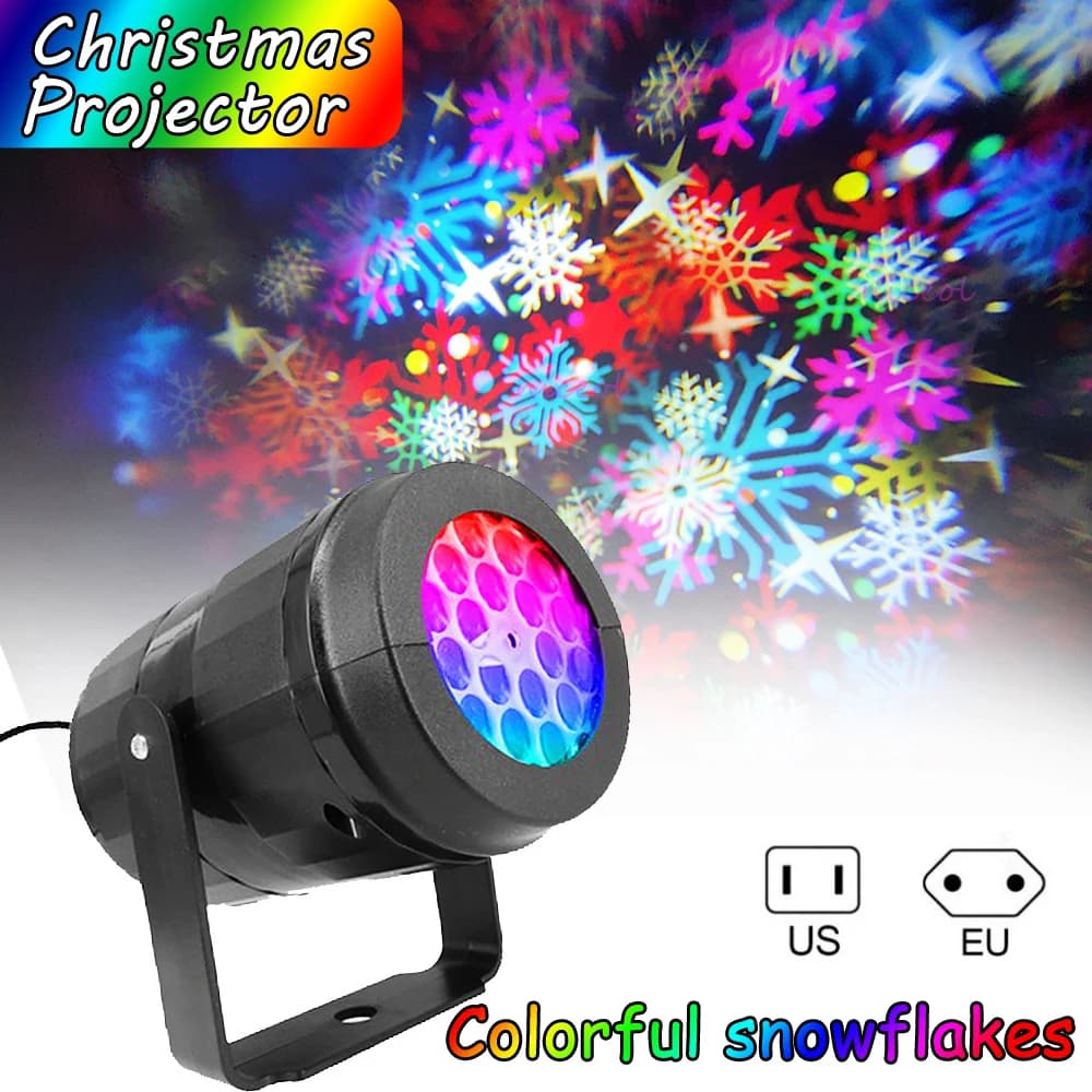 Proiettore Laser di natale luce camera da letto rotante lampada dinamica riutilizzabile colorata per palcoscenico per feste ornamenti per interni di capodanno 1-2 pezzi