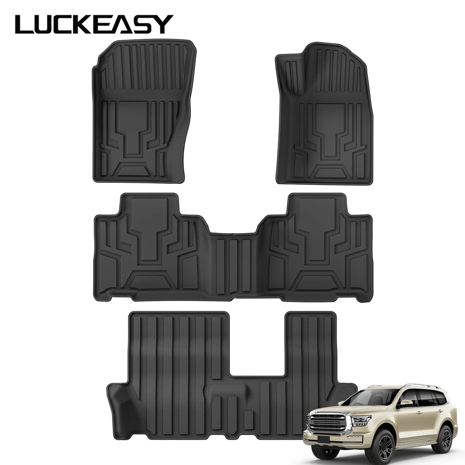LUCKEASY for GWM Tank 500 2024-2025 7-seater Hybrid Version Car Floor Mats Protective Mat Accessories Trunk Mat Only Fit RHD