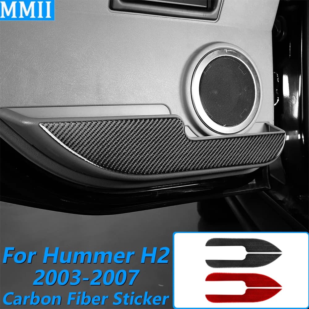 Per Hummer H2 2003-2007, rivestimento in fibra di carbonio per il pannello interno del vano portaoggetti della portiera posteriore, accessori auto, decorazione interna, adesivo.