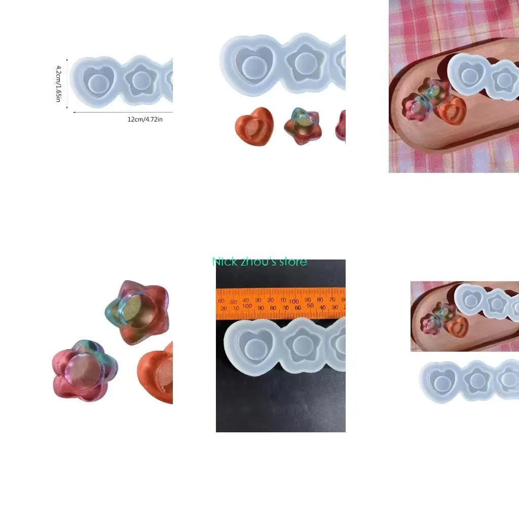 E15E Shiny Glossy Geometry Flower Ornament Silicone Epoxy Resin Mold DIY Keychain