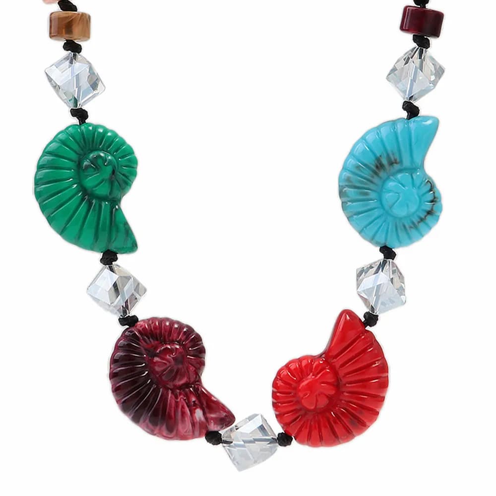 Boho Animali marini colorati Conchiglia Collane con strass per le donne Moda Conchiglie Collana girocollo Regali di gioielli da spiaggia estiva