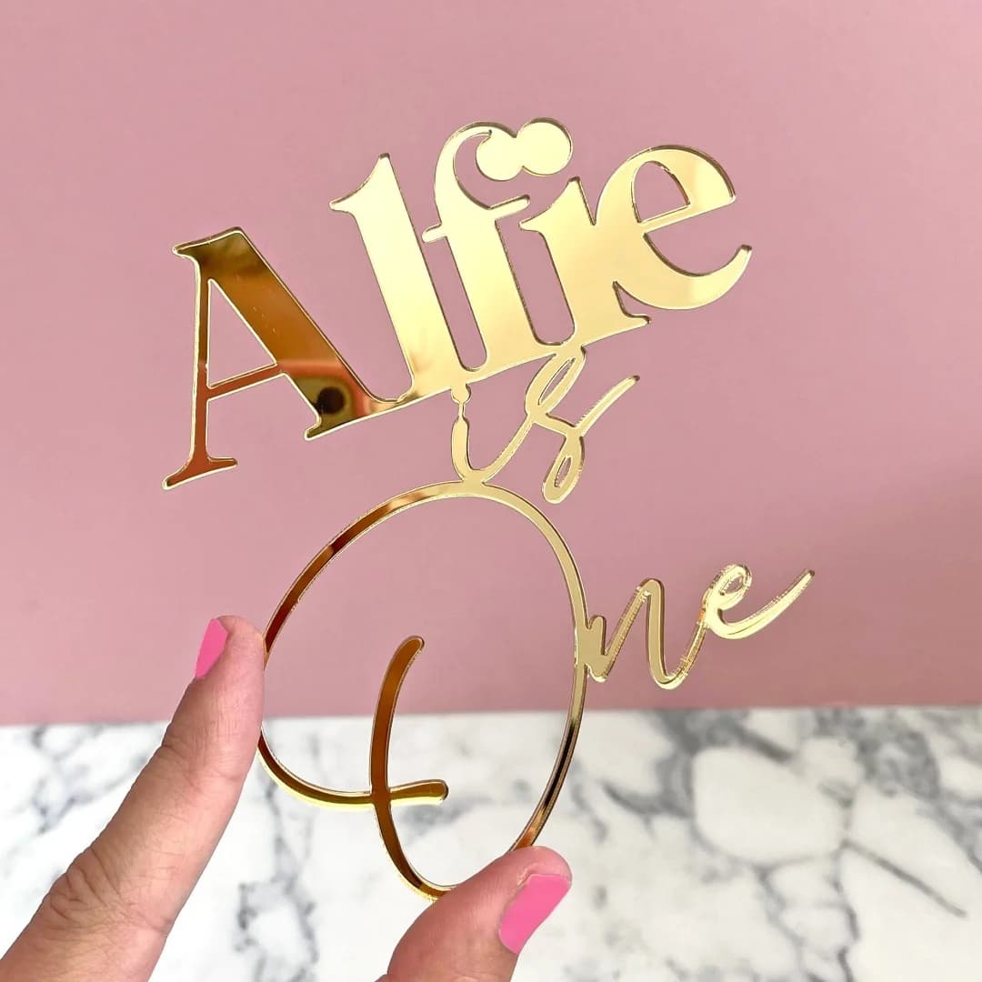 1PC Custom Cake Topper - Personalized Name & Number Accessory, Premium Laser Engraved Metallic DIY Gift for Birthdays, Weddings