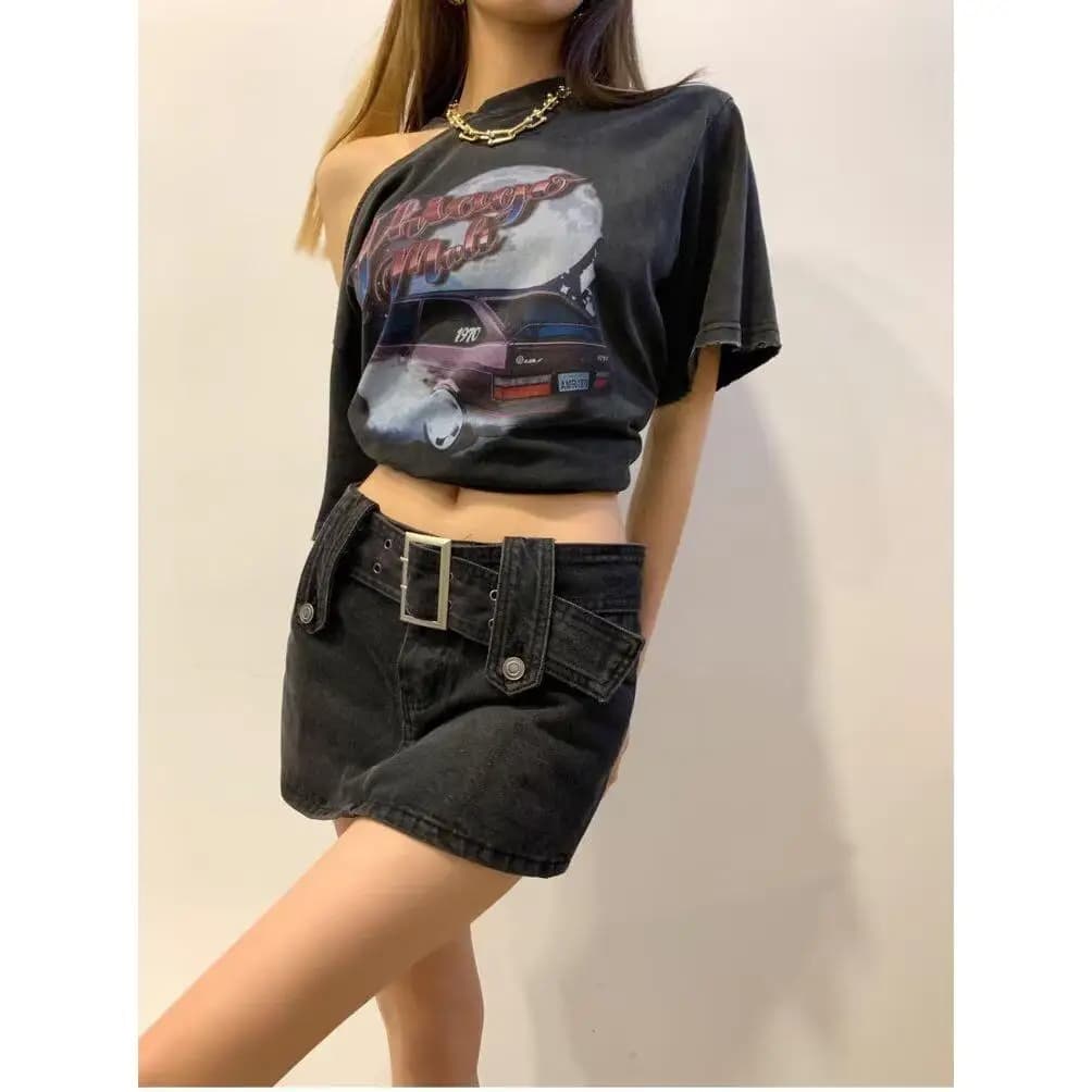 Gonna in denim a vita alta da donna, elegante, snellente, che copre i glutei, nuova collezione estiva, gonna corta casual, senza prurito, in piumino d'anatra.