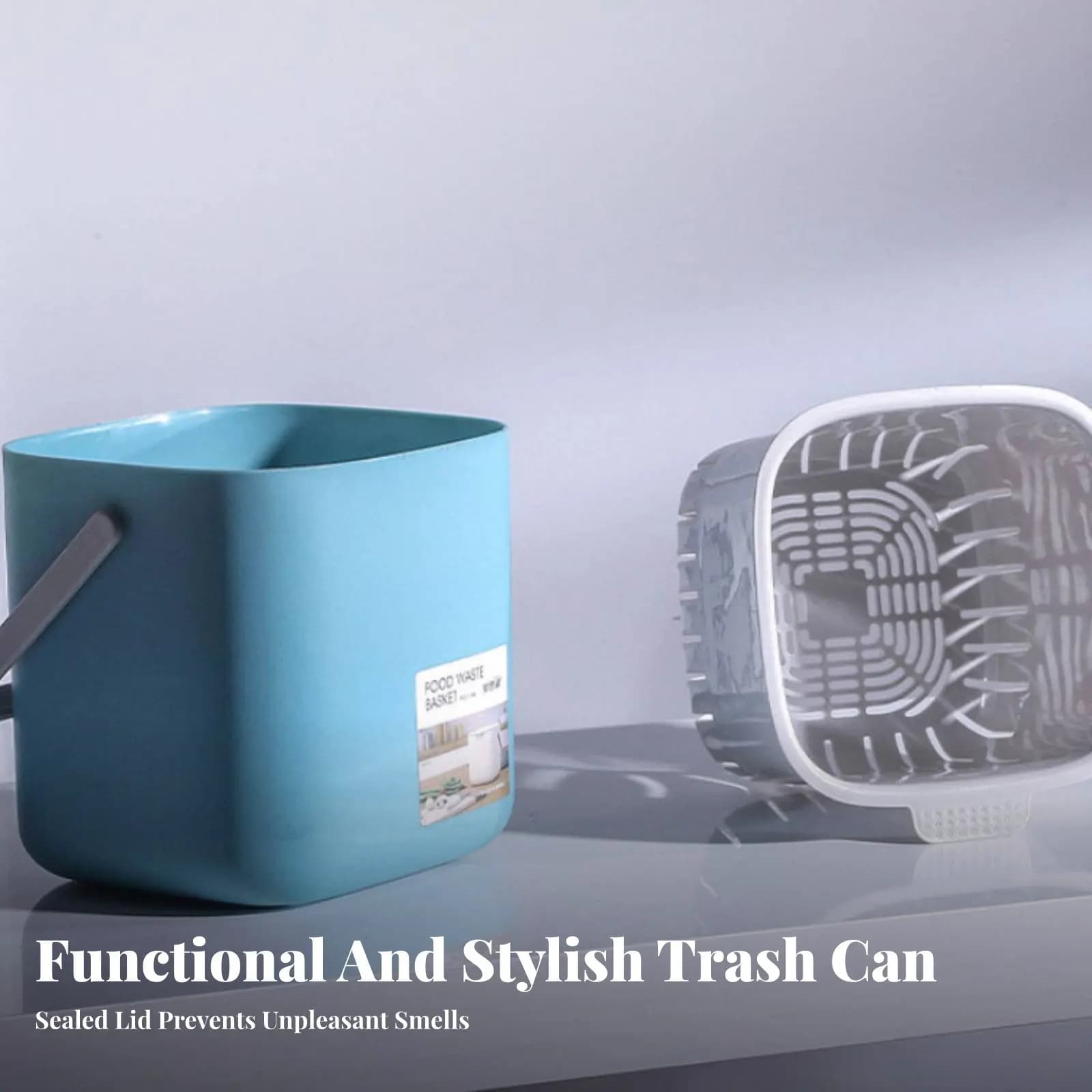 Contenitore per Rifiuti Alimentari da Bancone, Design Salvaspazio, Bidone per Compostaggio da Cucina, Facile da Pulire, Contenitore per Rifiuti da Tavolo