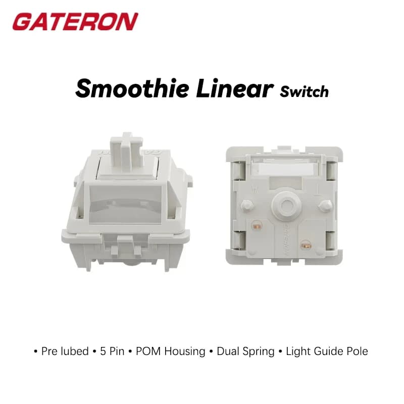 Gateron Smoothie Switch Lineare Pre lubrificato 5 Pin POM Doppia molla con palo guida luce Fai da te per interruttori tastiera meccanica