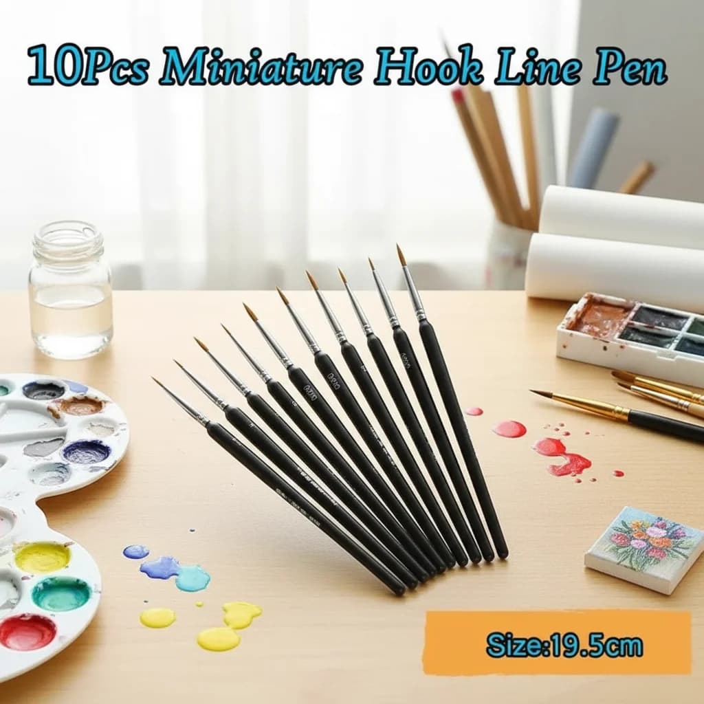 10Pcs Miniature Paint Brush Set Art Painting Brushes for Gouache Watercolor Oil Painting Artists