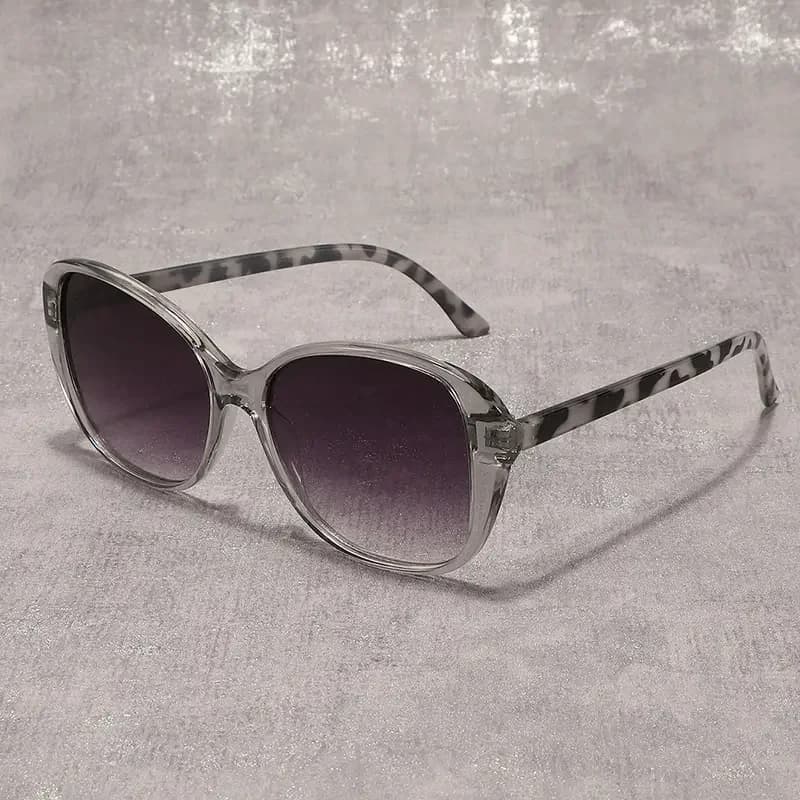 Oversized Round Sunglasses PC Leopard Print Frame Gradient Grey Lens Classic Fashion Eyewear for Women Daily Outdoor Sun Wear 20