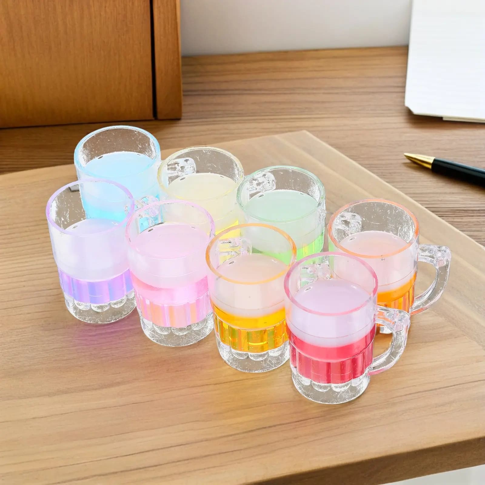 24 tazze da birra in miniatura, realistiche, in plastica, per casa delle bambole, accessori da cucina, modelli di tazze vivaci e colorate per giochi di ruolo, decorazioni educative