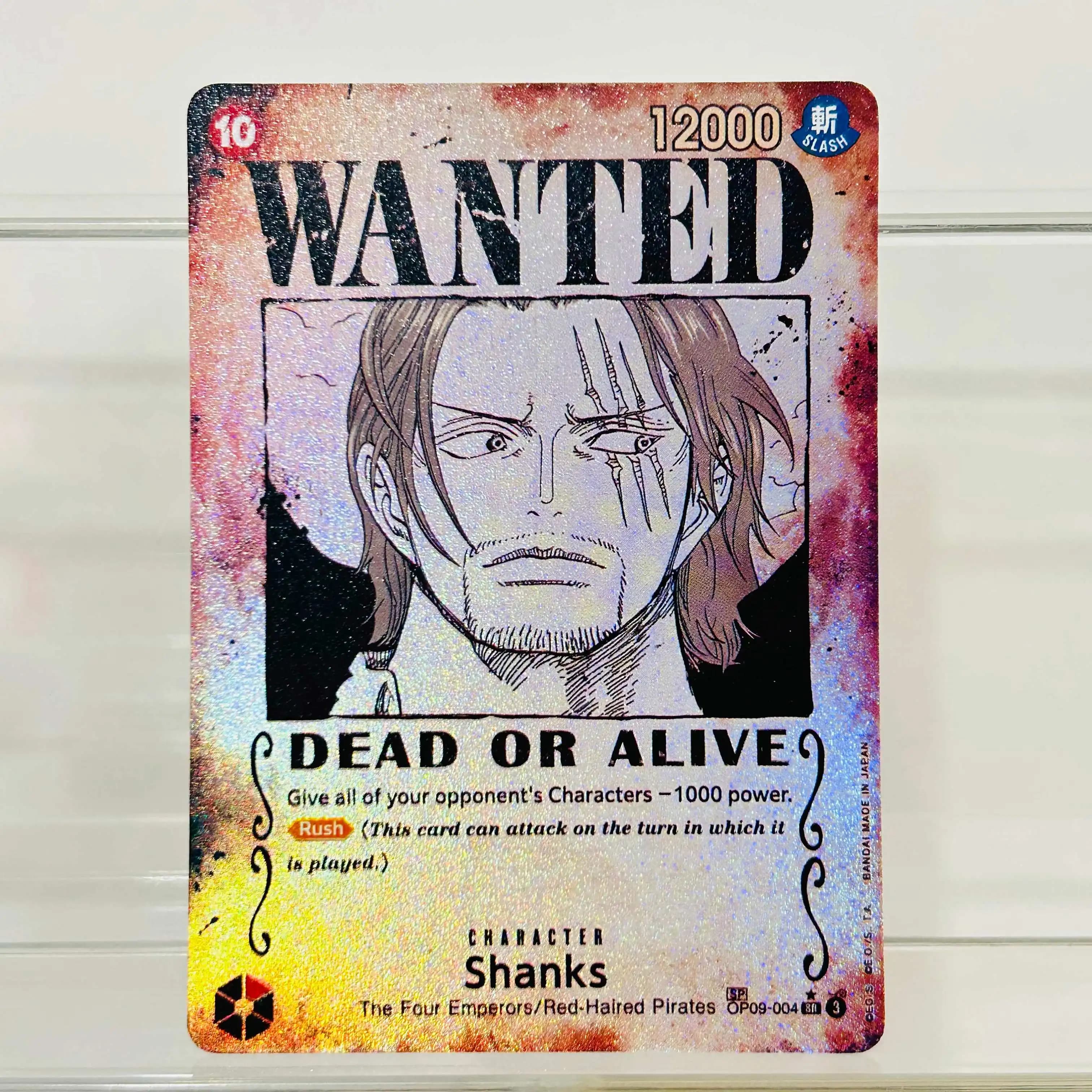 One Piece Shanks OP09-004 SP Wanted Poster Card Holographic Texture Cards Collectible Grade DIY Premium Anime Collection Card