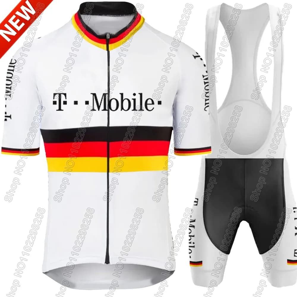 2025 Germany Team Cycling Jersey Set Men's T-Mobileful Cycling Clothing Road Bike Shirts Bike Jumpsuit Shorts with MTB Ropa Maillot Suits