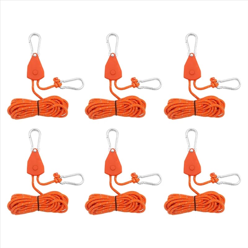 6 Pezzi 4mm Corda di Fissaggio per Tenda da Campeggio, Tenditore per Corda Antivento, Fibbia per Corda Tenda, Gancio per Corda, Cinghia di Fissaggio
