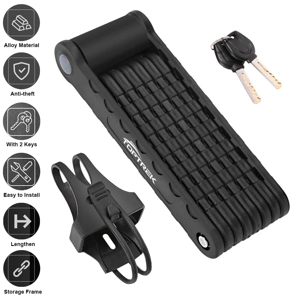 Toptrek Lucchetto per bicicletta Lucchetto per bici pieghevole MTB Road Fold Lock Antifurto ad alta sicurezza Scooter elettrico E-Bike Accessori per biciclette