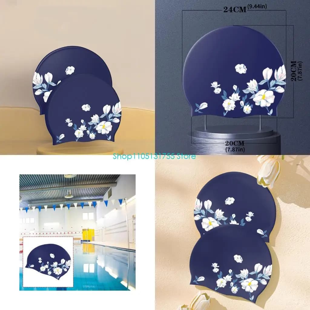 K0EF Long Hair Swim Cap Waterproof Silicone Swim Hat for Women Kids Adult Swimming