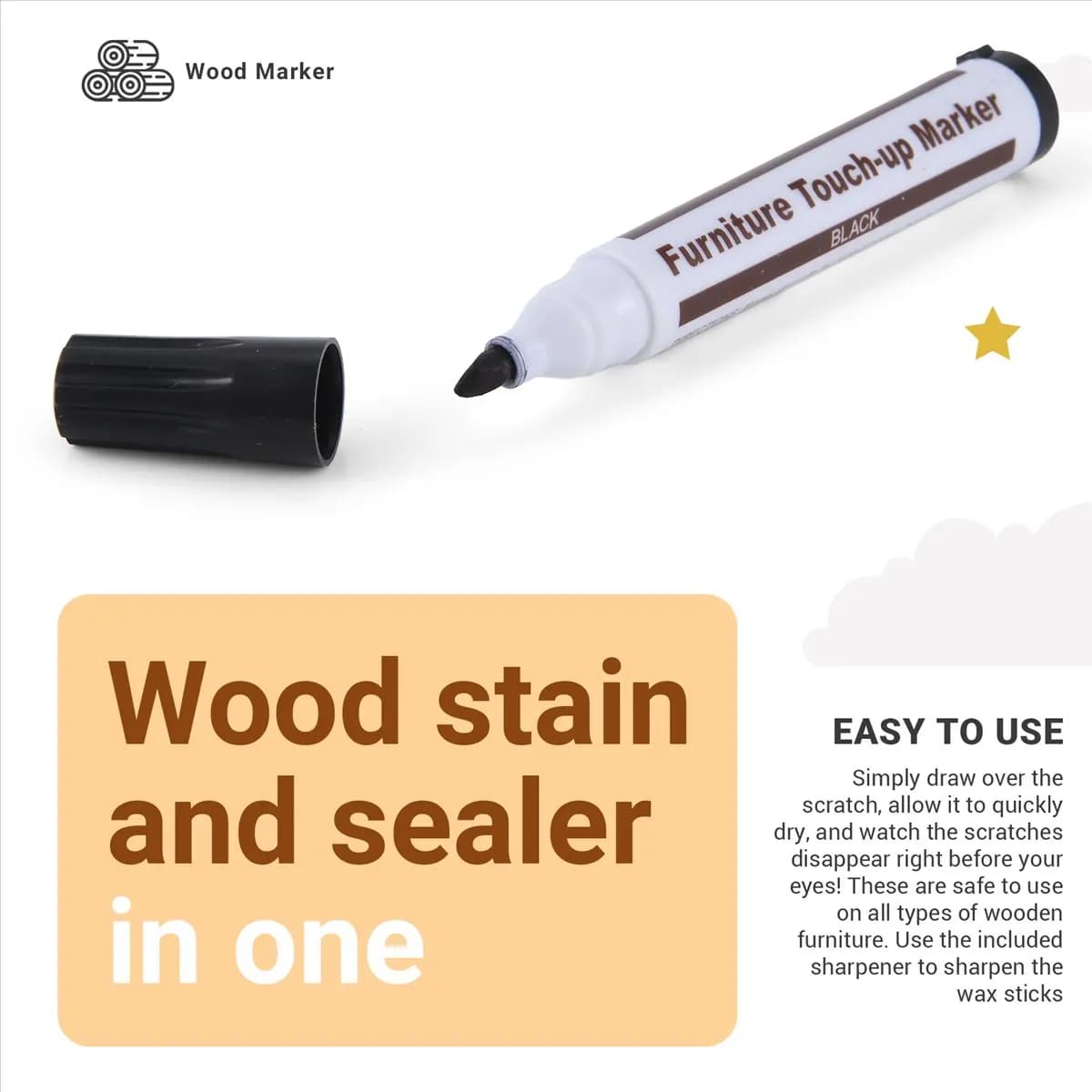 MALL Furniture Repair Kit Wood Markers - Set of 17 - Markers and Wax Sticks with Sharpener Kit, for Scratches, Wood Floors