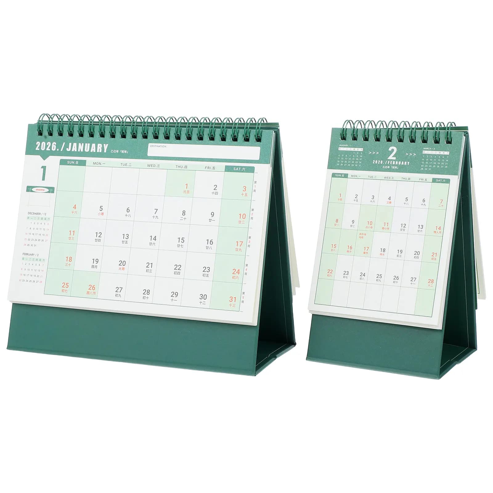 2 Calendari da Tavolo 2026, Stile Retrò, Organizzatore Giornaliero da Scrivania, Planner Mensile Compatto per Ufficio, Studio e Casa