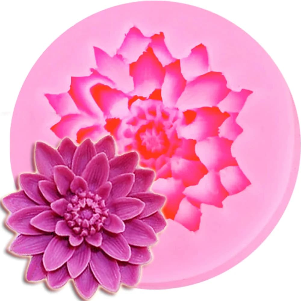 3D Beautiful Lotus crisantemo fiori stampo in Silicone matrimonio fai da te cottura sapone fondente resina claymold strumenti per decorare torte M91