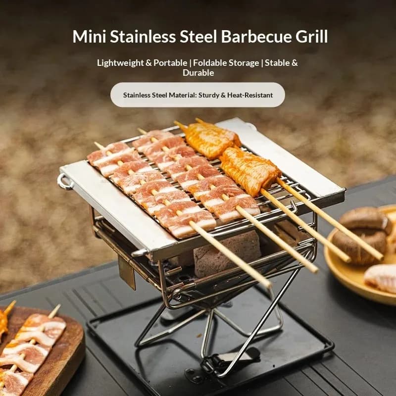 Outdoor Camping Folding Grill Stainless Steel Portable Brazier Firewood Stove Incinerator Camping Barbecue Heating for BBQ Picnc