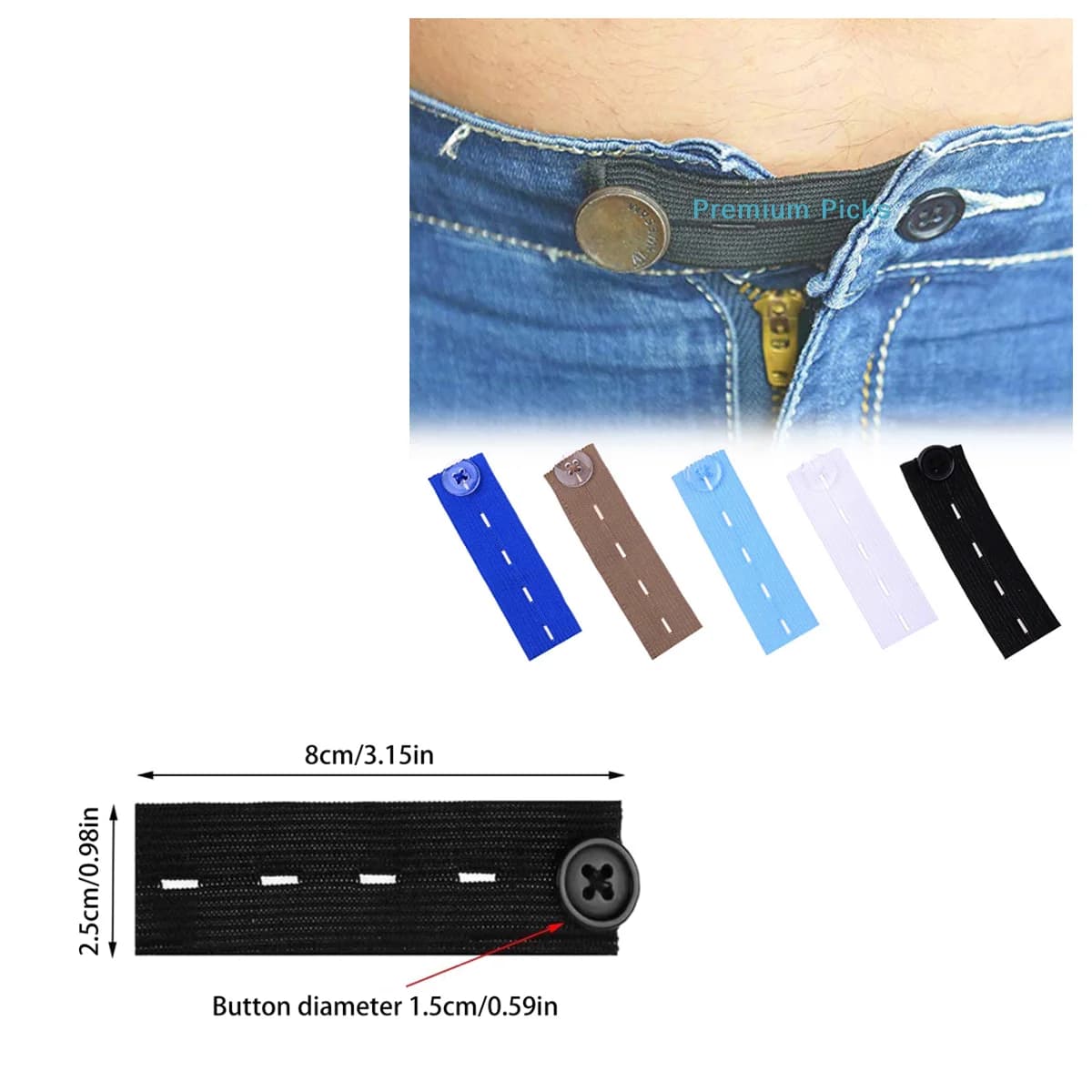 portable5pcs Pant Extender Belt Unisex Waist Band Tight Trousers Jeans Skirts Maternity Button Hooks Garment DIY Sewing Supplies