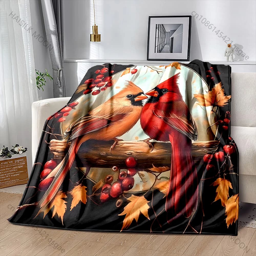 Due cardinali nel massimo del modello di fogliame autunnale Coperta in flanella Materiale morbido e caldo per tutte le stagioni Casa da campeggio all'aperto Picnic RV