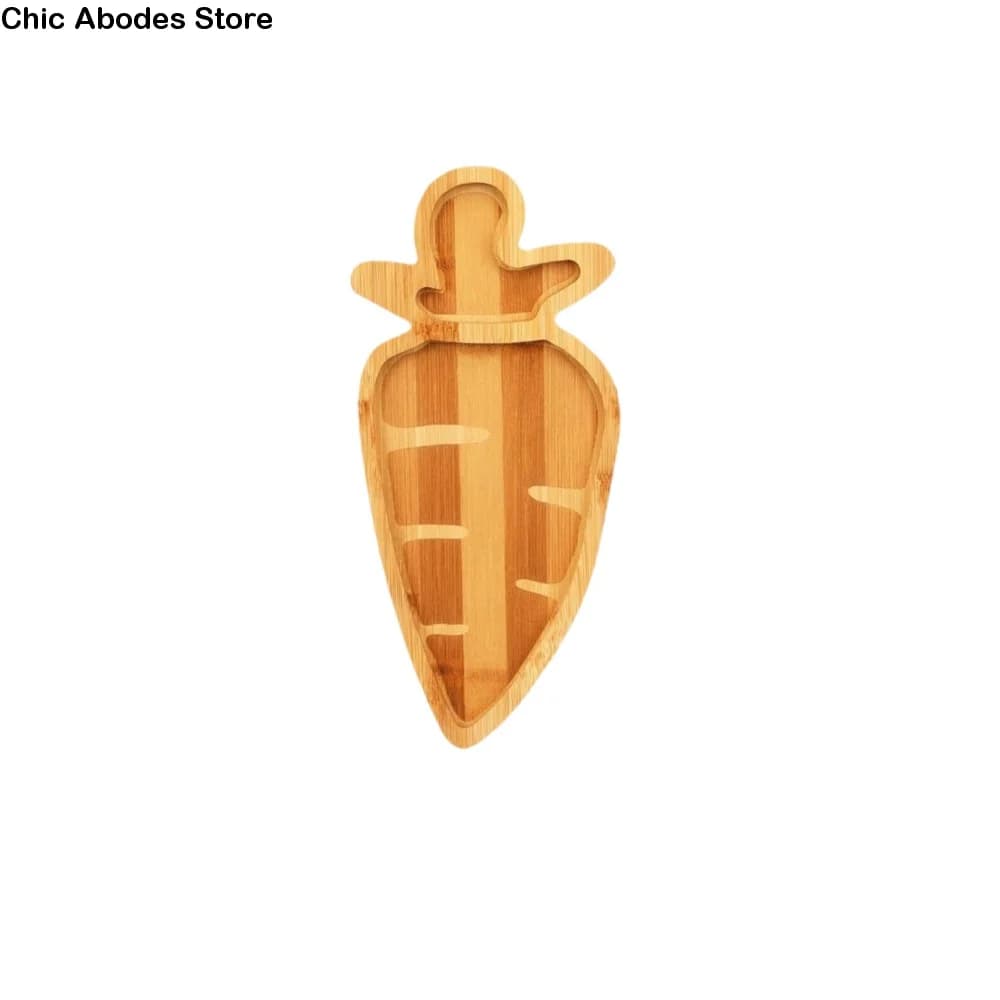 Piatto di Servizio in Legno a Forma di Coniglio, Vassoio Decorativo a Forma di Carota per Snack, Stile Rustico, Piatti per Frutta Secca, Servizio da Tavola