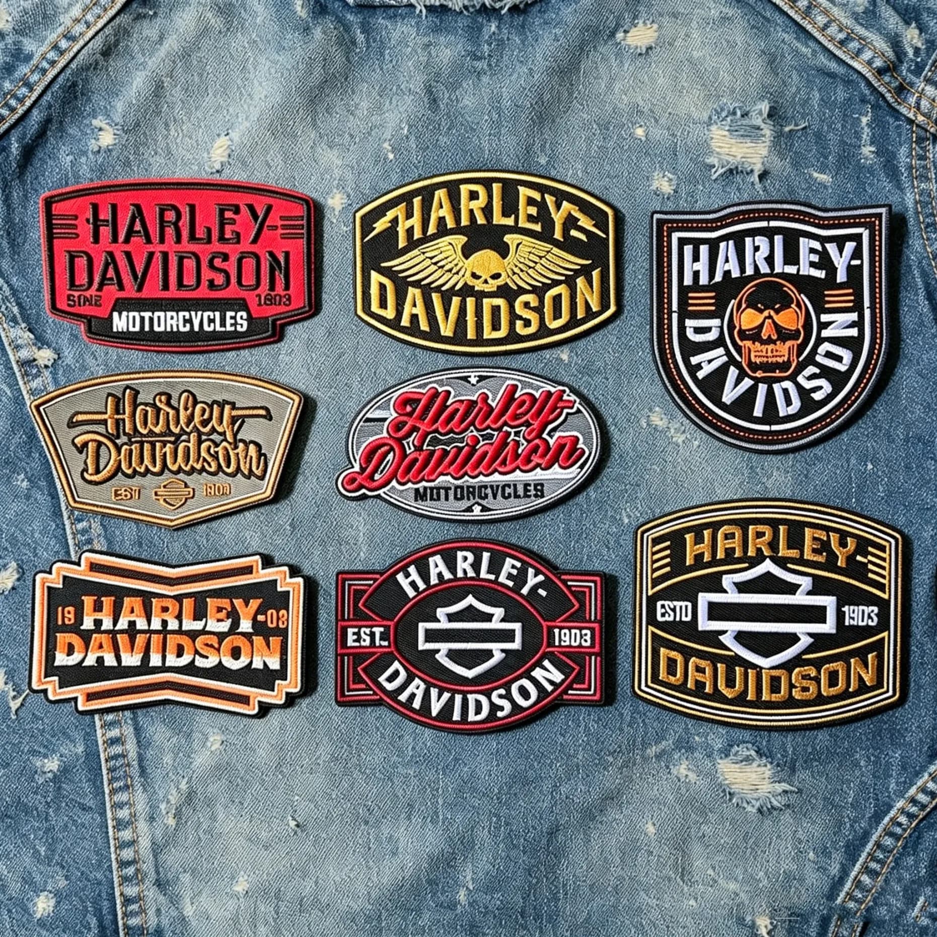 Motorcycle Armband Backpack Badge Hook Backing Embroidered Punk Eagle Patche for Clothing For Harley Davidson Styling Accessory