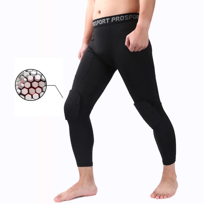 Pantaloni a compressione da basket da uomo con ginocchiere da corsa calzamaglia sportiva da Jogging Leggings da allenamento per palestra Fitness ad asciugatura rapida maschile
