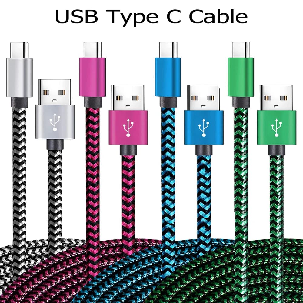 USB cable type C synchronization data 2.4A fast 1M 2M 3M nylon charging cable braided for mobile phone Samsung Huawei Android