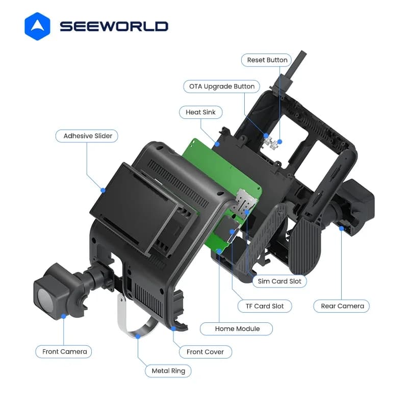 2025 SEEWORLD V7 Specchio anteriore e interno Dashcam Telecamera per auto di sicurezza a doppia lente con GPS