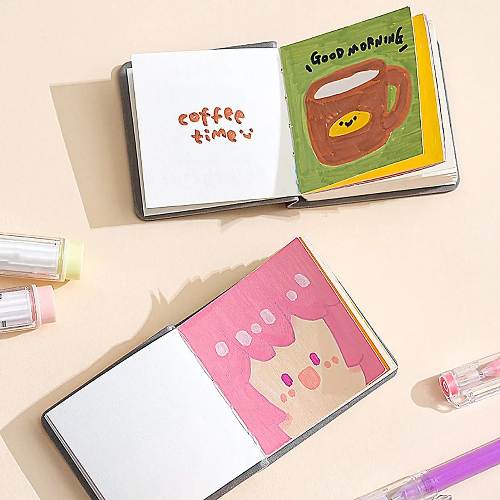Small Sketchbook Portable Watercolor Book 3 Pieces 300gsm 2 X 2 Inch Double-sided Sketchbook for Travel Business School