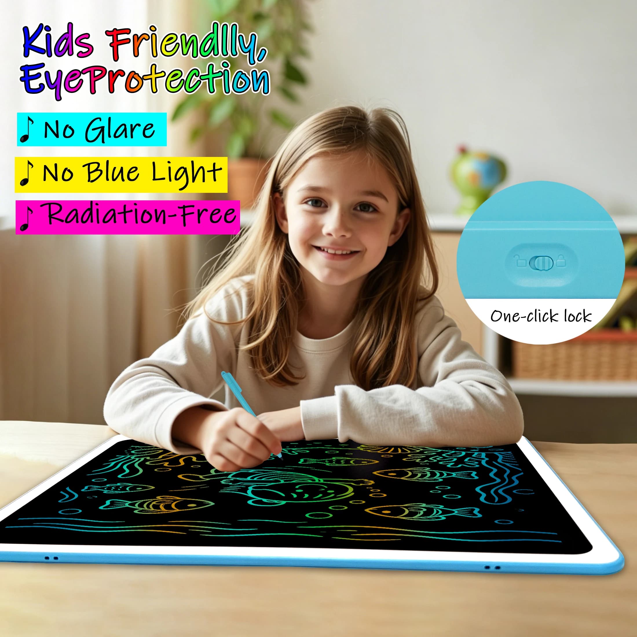 Tavoletta LCD da 20 Pollici per Scrittura e Disegno Digitale, Lavagna Elettronica Portatile per Bambini 3-8 Anni, Regalo Ideale