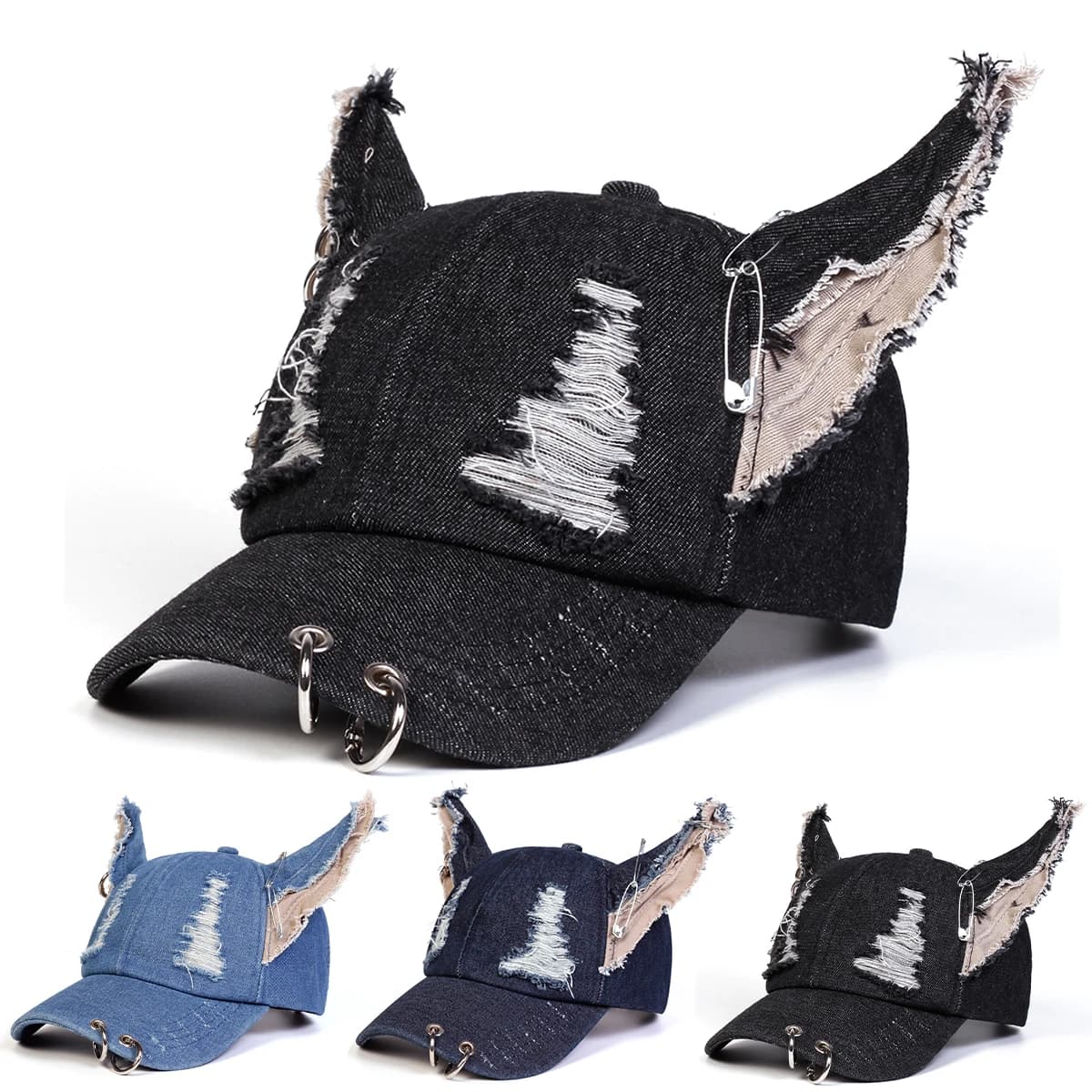 Unisex Baseball Hats with Ear Design, Iron Ring, Cowboy Style, Adjustable for Spring and Autumn, Outer Casual Hats, Solar Protection, Sports Hat