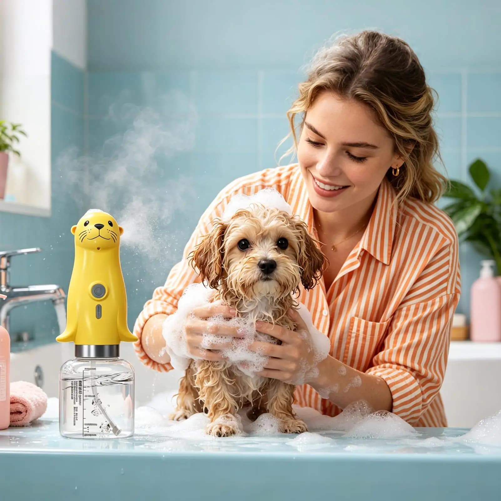 Dog Shampoo Sprayer 350ml Rechargeable Portable Electric Machine Cat Soap Dispenser Machine For Puppy Kitten Shower Bathing