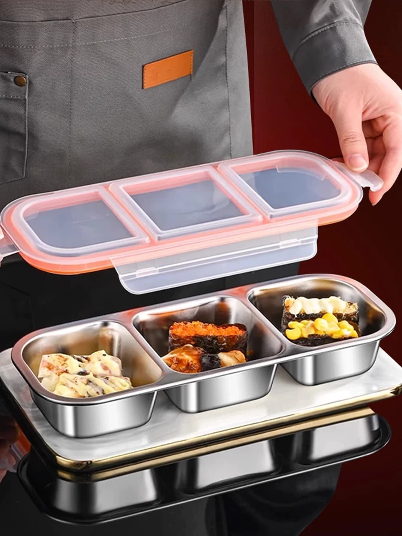 304 Stainless Steel Mini Compartment Lunch Box for Light Meals, Specifically for Weight Loss and Portion Control, Microwaveable