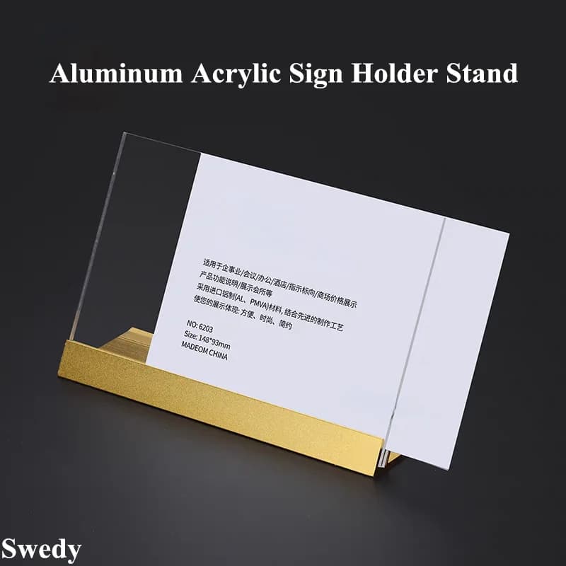 83x65mm Supporto per cartello in alluminio acrilico a forma di L Espositore da tavolo Menu Porta carta Mini Etichette per cartoline per etichette dei prezzi