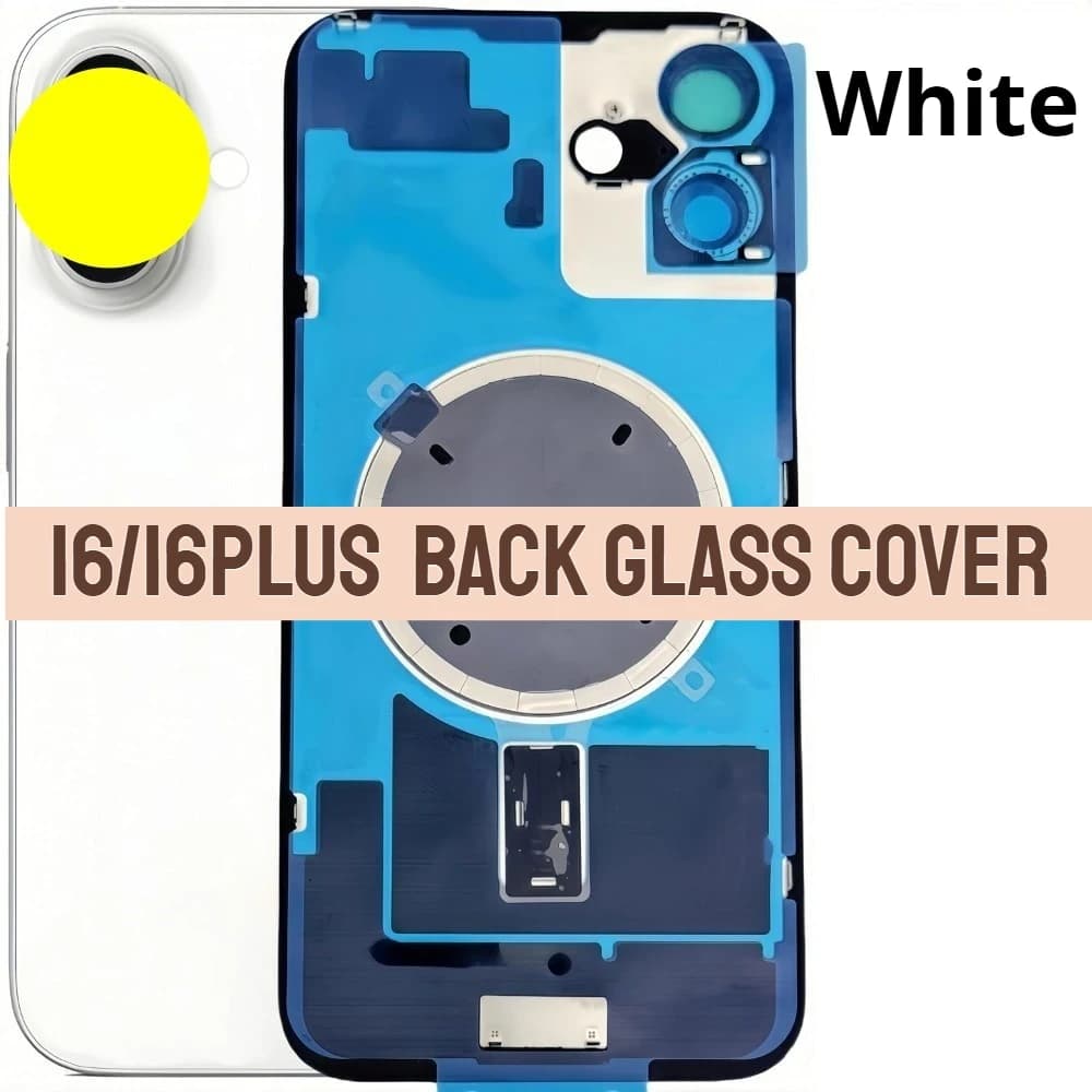 Full Set Rear Back Glass Replacement Compatible With iPhone 16 16 Plus, Battery Door Housing Cover With Frame And Camera Lens, C