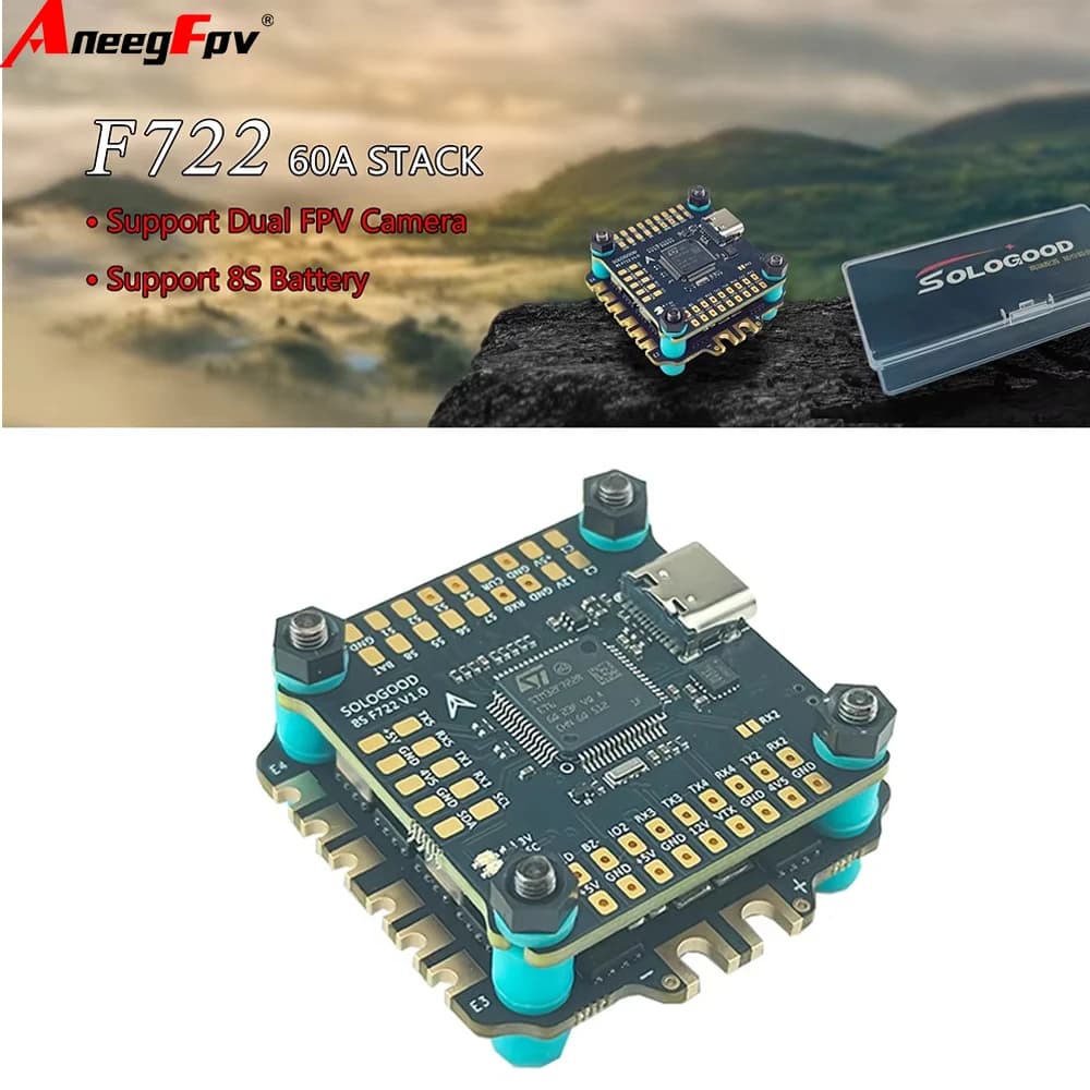 SoloGood 8S F722 60A Stack ICM42688P Dual camera support FPV 8S Battery 30,5X30,5mm 3-8S for FPV drone