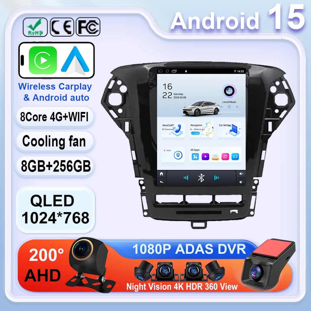 For Ford Mondeo MK4 2011-2013 Autoradio Carplay Android 14 DSP Multimedia Car 4G WIFI BT 9.7 inch screen Autoradio Stereo QLED