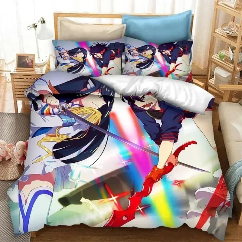 Set di Biancheria da Letto 3D Anime Kill la Kill, Copripiumino e Federe per Ragazzi e Ragazze, Misura Twin e Queen, per Bambini e Adulti, Tessile per la Casa