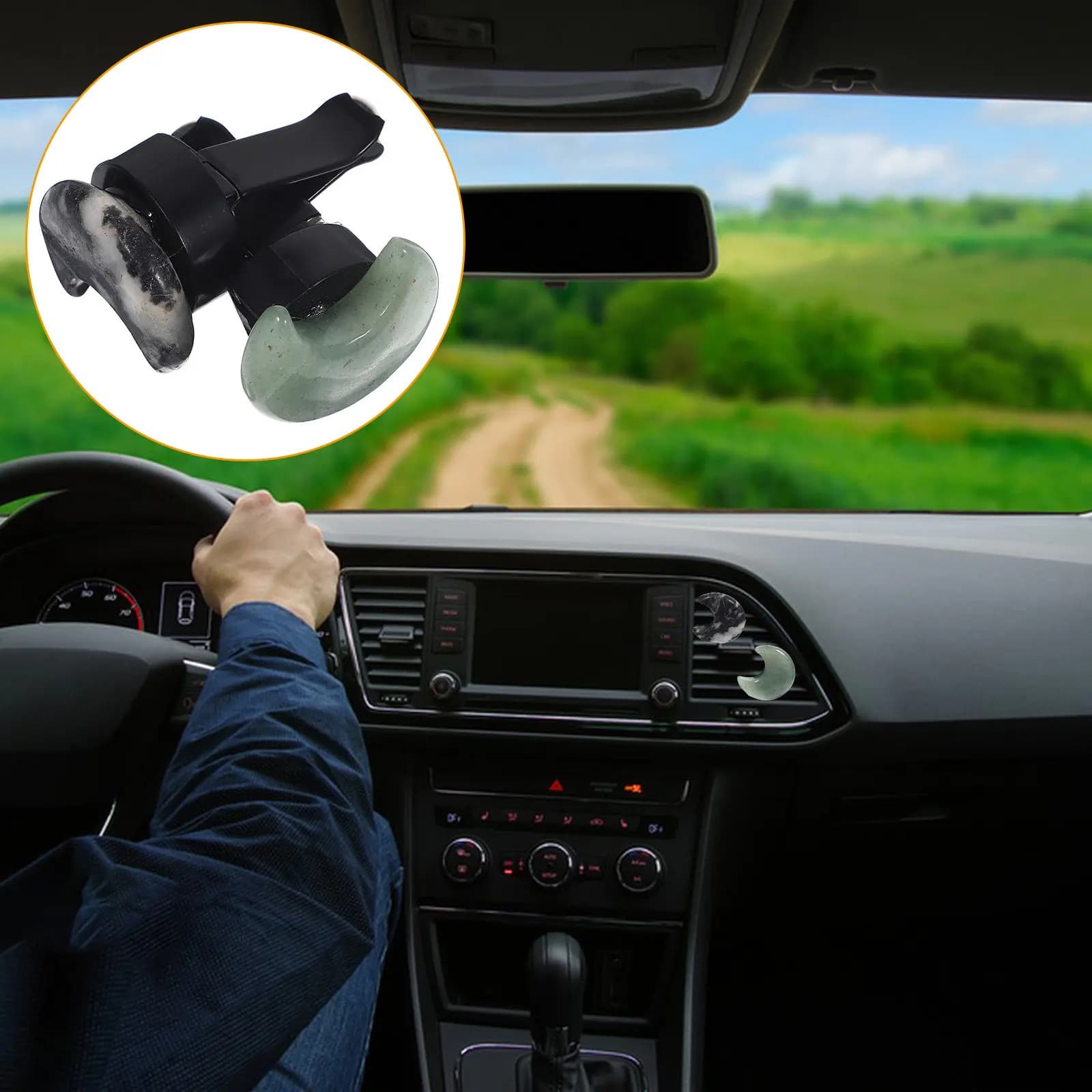 2 Deodorant Pieces for Cars in Moon Shape, Perfumed Clips to Mount on Air Prese for Internal Aromatherapy Auto