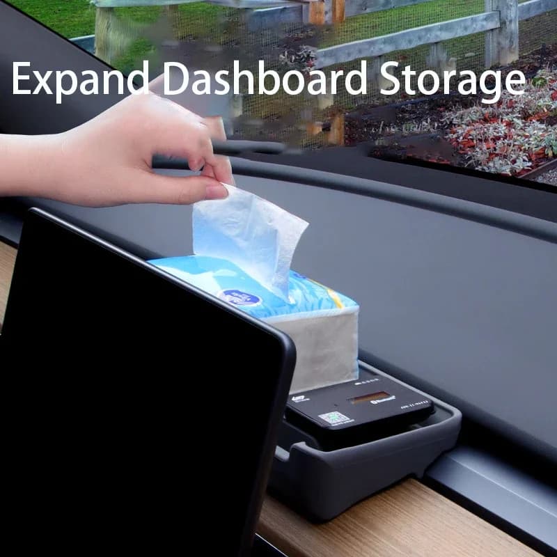 ETC Bracket Rear shelf Central control Silicone tray Storage box Handkerchief organizer for handkerchiefs Car accessories for Tesla Model 3 Y