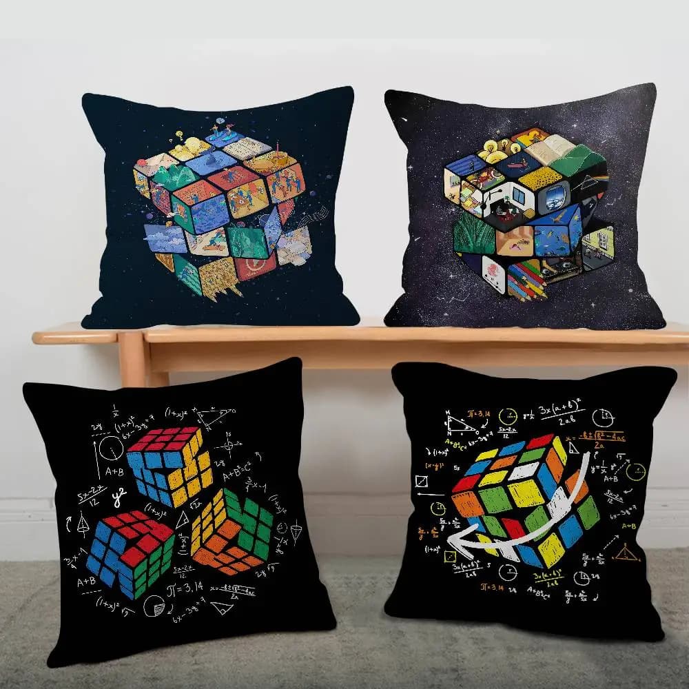 Fodera per cuscino divano auto con motivo a cubo di Rubik, federa decorativa di lusso per la casa